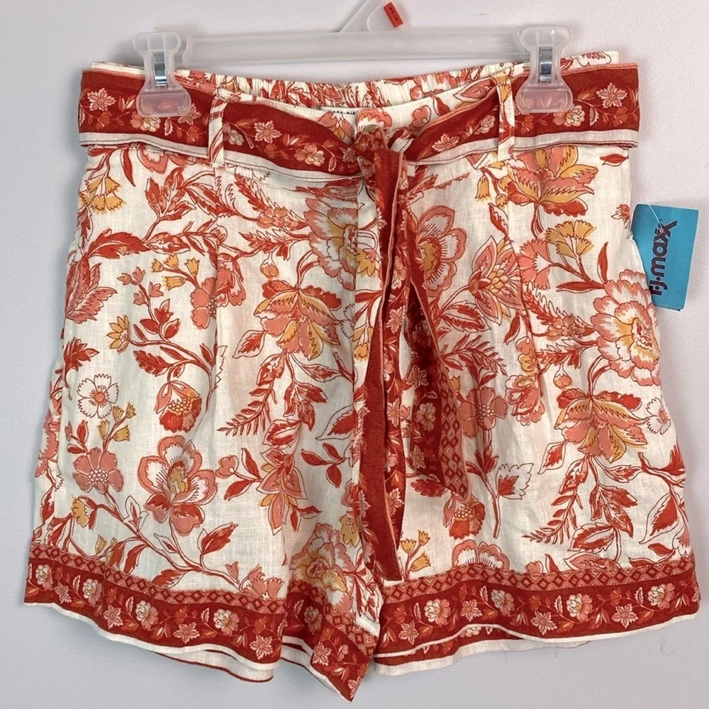 Rachel Zoe 100% Linen Shorts with tie belt European Flax size Medium